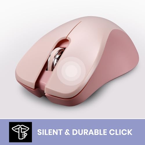 Perixx PERIMICE-621P Wireless Mouse - Silent Click with Ergo Design - Compatible for Desktop and Laptop PC - Wireless 2.4 GHz - Pink - style: Wireless Pink