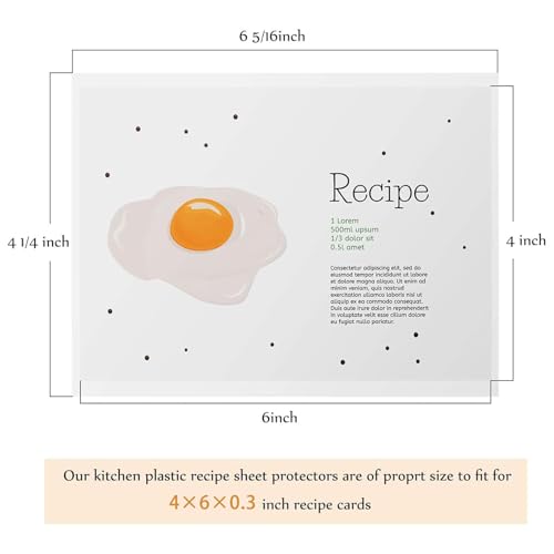 Boao 300 Pcs 4 x 6 Inch Recipe Card Protectors, Recipe Card Covers, Kitchen Plastic Cookbook Sheet Protectors Clear Cookbook Page Protector Index Sleeve - size: 4 x 6 Inch
