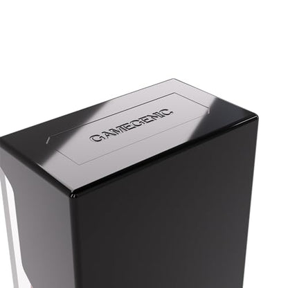Gamegenic Bastion 50+ XL Deck Box - Compact, Secure, and Perfectly Organized for Your Trading Cards! Safely Protects 50+ Double-Sleeved Cards, White Color, Made - color: Black/Clear