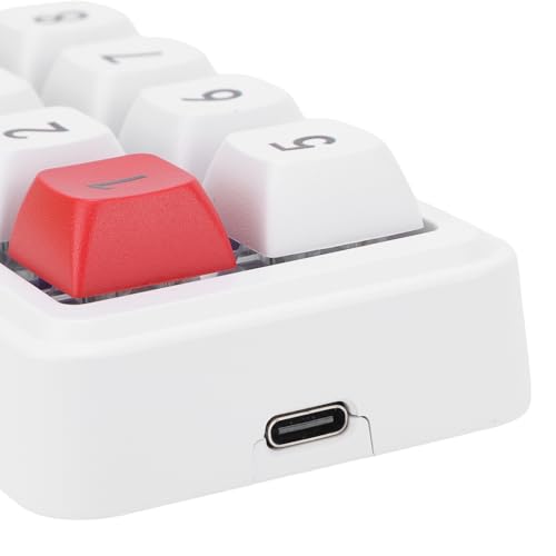 Wired USB C Numeric Keypad, 8 Keys Programmable One Handed Macro Mechanical Keyboard with Knob, for Tablet Laptop Desktop (White) - color: White
