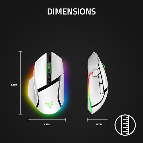 Razer Basilisk V3 Pro Customizable Wireless Gaming Mouse: Fast Optical Switches Gen-3 - HyperScroll Tilt Wheel - Chroma RGB - 11 Programmable Buttons - Focus Pro 30K Optical Sensor - White - color: White