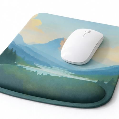 Ergonomic Memory Foam Mouse Pad with Wrist Support, Orange, Ultra-Smooth Surface, Anti-Slip Base (Mountain View, Medium) - color: Mountain View