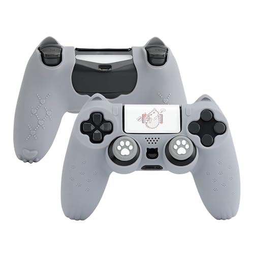 GeekShare Cat Paw PS4 Controller Skin Anti-Slip Silicone Skin Protective Cover Case for PS4 Wireless Controller -- Grey - color: Grey