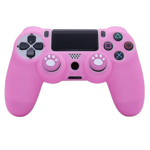 Ralan Silicone Controller Skin Protector for PS4 - Pro Thumb Grip x6, Skull Cap Grip x2 (Camouflage Pink+White Pink) - color: Pink