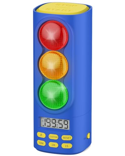 Traffic Light Visual Timer&ADHD Tool for Kids Adults Display Volume Adjustment, with 4 Ringtones for Classroom Desk Home Kitchen Game Countdown Pause Memory Function Charger Type C (Blue) - color: Blue