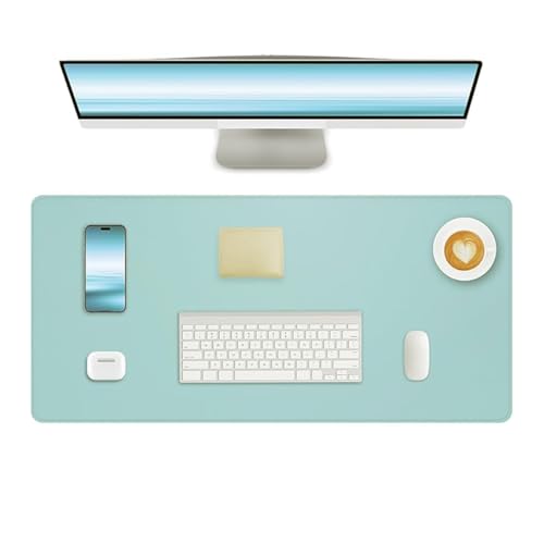 Non-Slip Leather Desk Mat, 31.5" x 11.8" Waterproof Laptop Computer Desk Keyboard Pad, Large Mouse Pad for Office,Work, Home, Decor-Sky Blue - color: Sky Blue
