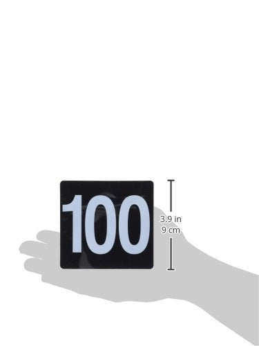 New Star Foodservice 23084 1-100 Double Side Plastic Table Numbers, 4" x 4" Inch, Light Grey on Black - size: 4 x 4 inches, style: Light Grey on Black (1-100)