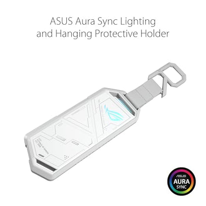 ASUS ROG Strix Arion White M.2 NVMe SSD Enclosure-USB3.2 Gen 2x1 Type-C (10Gbps), Dual USB-C to C & USB-C to A, Screwdriver-Free, Fits PCIe 2280/2260/2242/2230 M Key/B+M Key, 1 Year Warranty - size: White|up to 10Gbps, style: ROG Arion