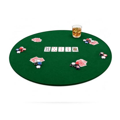 Felt Card Poker Table Cover 36-42 inches Green Stretch Elastic Fitted Bridge Card, Mahjong, Dominoes and Casino Game Night Table Topper Table Cloth Protector