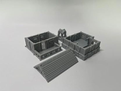 HAUTICO Middle Ages Medieval Town Buildings Terrain Set for Miniatures Tabletop Campaigns, Hobby Building, Diorama Kits, 3D Printed and Paintable, Gift for Tabletop Hobby Enthusiasts (18mm)