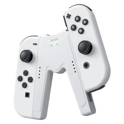 JINGDU Switch Joy-Con Charging Grip Compatible with Nintendo Switch & OLED Model, Play While Charging, Portable V-Shaped Switch Joy-Con Controller Charger with Indicators, White - color: White
