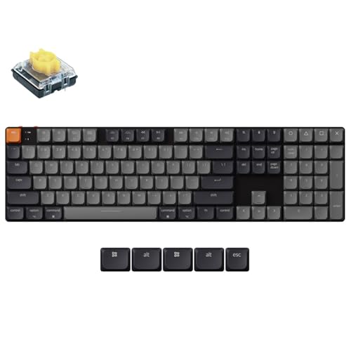 Keychron K5 QMK Custom Mechanical Keyboard, Ultra-Slim Full Size 104 Keys Wireless Gaming Keyboard, Low-Profile Banana Switch with RGB Backlits for Mac Windows, Version 2