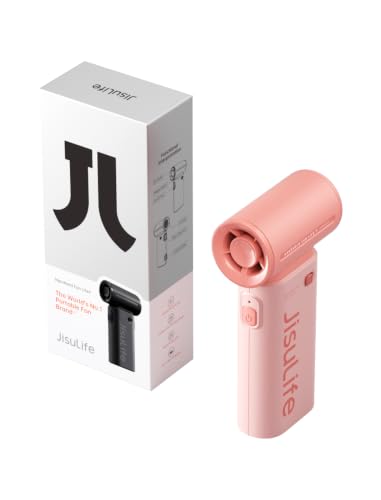 JISULIFE Portable Handheld Fan Life9, Turbo Power High Speed Air [12H Max Cooling Time], 5 Gear Wind, 3600mAh Rechargeable, Mini Pocket Design, Personal Fan for Travel Concerts Camping Makeup - Pink - color: Pink, size: 3600mAh