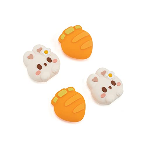 GeekShare Cute Silicone Joycon Thumb Grip Caps, Joystick Cover Compatible with Switch/OLED/Switch Lite, 4PCS - Rabbit & Carrot - color: Pink