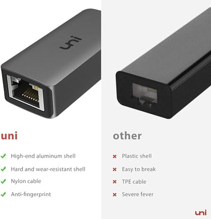 uni USB to Ethernet Adapter, Driver Free USB 3.0 to Gigabit Ethernet LAN Network Adapter, 100/1000 Mbps RJ45 Internet Adapter Compatible with Laptop, MacBook, Surface, PC with Windows, XP, Mac/Linux