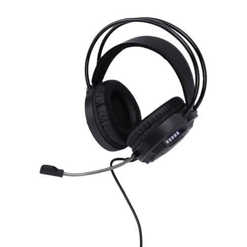 Wired Gaming Headset, 7.1 Surround Sound RGB Over Ear Headphones with Noise Cancelling Mic, 50mm Driver, Memory Foam Earpads for PC, Switch (Black) - color: Black