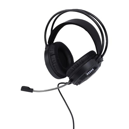 Wired Gaming Headset, 7.1 Surround Sound RGB Over Ear Headphones with Noise Cancelling Mic, 50mm Driver, Memory Foam Earpads for PC, Switch (Black) - color: Black