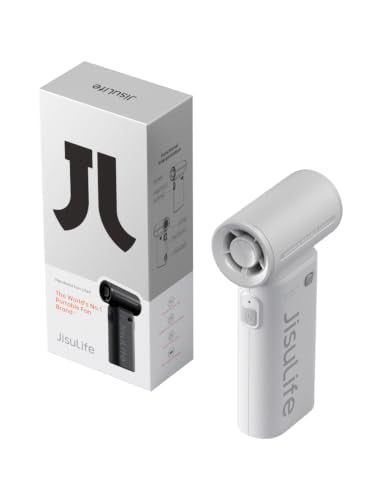 JISULIFE Portable Handheld Fan Life9, Turbo Power High Speed Air [12H Max Cooling Time], 5 Gear Wind, 3600mAh Rechargeable, Mini Pocket Design, Personal Fan for Travel Concerts Camping Makeup - Grey - color: Grey, size: 3600mAh