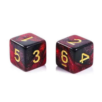 10 Pieces Polyhedral Dice Set D6 Dice 16mm Acrylic 6 Sided Dice Game Dice for Dungeons and Dragons RPG MTG DND Dice Table Games (Starry Red Black) - color: Starry Red Black