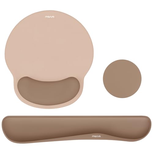 MOSISO Wrist Rest Support for Mouse Pad&Keyboard Set, Mocha | Streamline Ergonomic Mousepad&Coaster Non-Slip Base Home/Office Pain Relief&Easy Typing Pad with Soft Cloth&Silicone Lining - color: Mocha