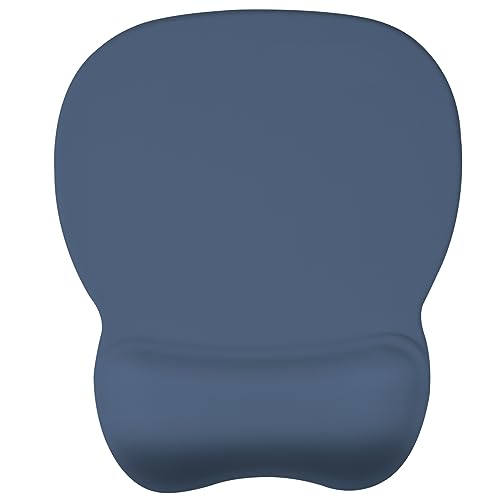 EooCoo Ergonomic Mouse Pad with Wrist Rest, Memory Foam Support Mousepad | Non-Slip Base for Computer, Cafe, Home & Office, 9.64 x 8.26 in Office Desk Accessories, Carpal Tunnel Relief - color: Blue Navy