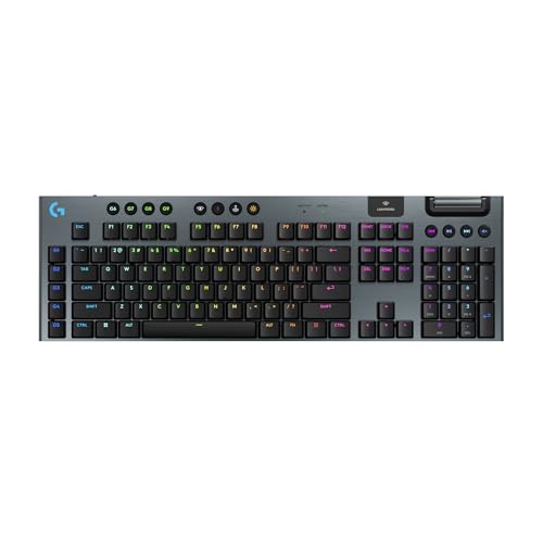 Logitech G915 X Lightspeed Wireless Mechanical Gaming Keyboard, Double-Shot PBT Keycaps, Fully Programmable Keys, RGB Backlit Mac/PC Gaming Keyboards, GL Tactile Switches, Black (Renewed) - style: Wireless