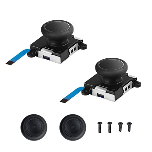 Joycon Joystick Replacement 2 Pack, Replacement Joy-stick Analog Thumb Stick for Switch Joycon Controller & Switch Lite, Left/Right Analog Joystick with Thumbstick Caps & Screws (2pcs Black) - color: 2pcs Black