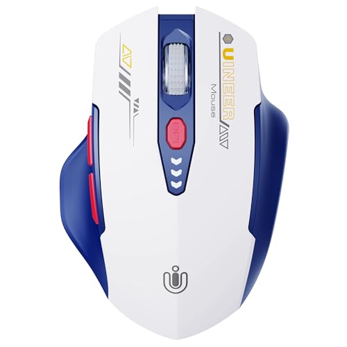 Uineer Bluetooth Mouse, Tri-Mode Wireless, Rechargeable, 3-Device Switch | Dual Bluetooth plus 2.4G connectivity, 3-device switching and a visible rechargeable battery level. - color: Blue White