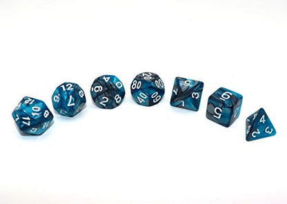 7Pcs DND Dice Set RPG Polyhedral Dice for Dungeon and Dragons MTG D&D D20 D12 D10 D8 D6 D4 (Lake Blue & Silver) - color: Lake Blue & Silver Dice