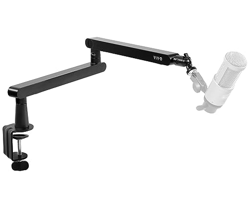 VIVO Low Profile Broadcast/Podcast Microphone Boom Arm Stand with 3/8 and 5/8 inch Screw Adapter, Heavy Duty Desk Mount, Professional Mic Stand with 360 Rotation, Black, STAND-MIC03L