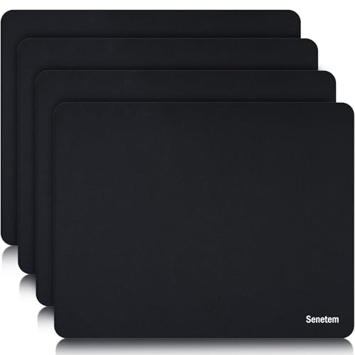 Senetem 4-Pack Mouse Pad, Ultra-Smooth Gaming Mousepad, Non-Slip Rubber Base, Washable Surface Fits Wired & Wireless Mouse – Perfect for Desk, Laptop, PC & Office, Small Portable, 11x8.6 in, Black - size: 11L x 8.6W inches