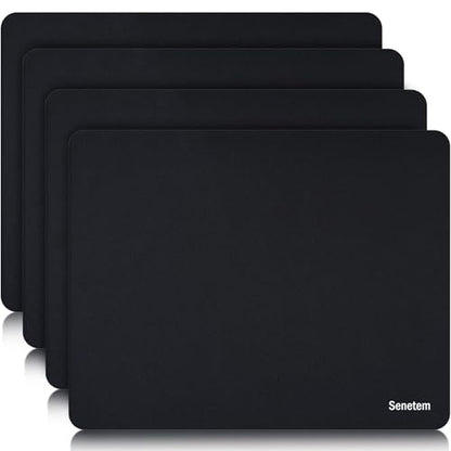 Senetem 4-Pack Mouse Pad, Ultra-Smooth Gaming Mousepad, Non-Slip Rubber Base, Washable Surface Fits Wired & Wireless Mouse – Perfect for Desk, Laptop, PC & Office, Small Portable, 11x8.6 in, Black - size: 11L x 8.6W inches