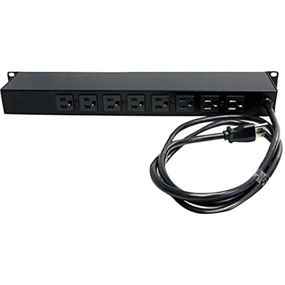 StarTech.com 8 Outlet Horizontal 1U Rack Mount PDU Power Strip for Network Server Racks - Surge Protection - 120V/15A - w/ 6ft Power Cord (RKPW081915) | Power strip for network server racks, Surge protection, Rugged steel chassis, LED ground and surge ind