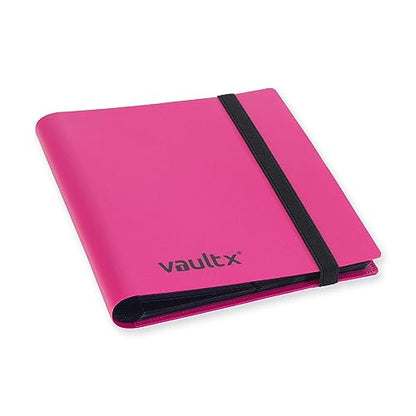 Vault X 4 Pocket Strap Trading Card Binder 160 Cards Side Loading (Pink) | Holds 160 standard-size TCG cards in 20 side-loading 4-pocket pages. Padded, water-resistant cover. - color: Pink