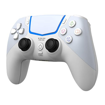 BETMI Wireless Controller for PS-5/Pro/Slim/PC, Hall Joysticks(Off-White) | Bluetooth Gaming Controller with LED Channel Light/Turbo/6Axis Gyro/Dual Vibration/Touchpad/3.5mm Audio Jack/Speaker Function