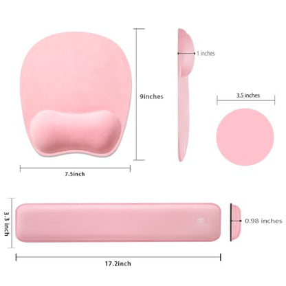 Memory Foam Set Wrist Rest Pad & Mouse Wrist Rest Support,Ergonomic Design for Office,Home,Laptop,Desktop Computer,Gaming Keyboard - Pink - color: Pink