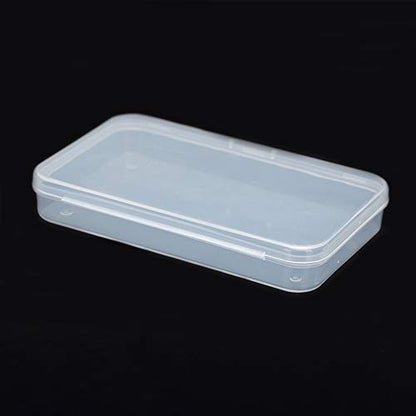 AKOAK Clear Polypropylene Rectangle Mini Storage Containers Box with Hinged Lid for Card,Accessories,Crafts,Learning Supplies,Screws,Drills,Battery,4.8" x 2.9" x 0.67",Pack of 4 | For Card, Accessories, Crafts, Learning Supplies, Screws, Drills, Battery