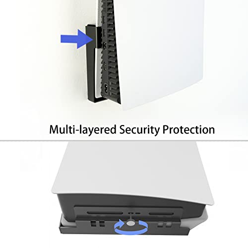 Monzlteck Wall Mount Holer for PS5 Original/Slim/Pro (Disc and Digital)+Controller Holder,All Metal Vertical Hanging On Wall with Power Botton Left/Right
