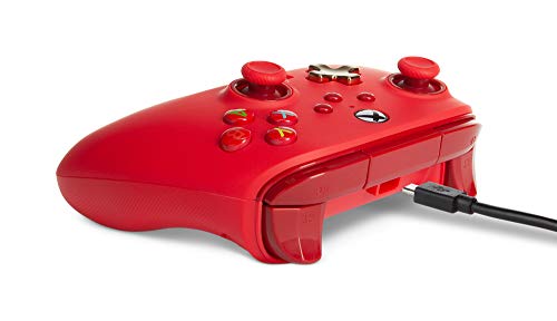 PowerA Enhanced Wired Controller for Xbox Series X|S - Red, Detachable 10ft USB Cable, Mappable Buttons and Rumble Motors, Officially Licensed for Xbox - color: Red