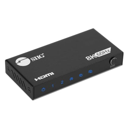 SIIG 1x2 HDMI 2.1 Splitter, 8K60Hz, VRR, ALLM, EDID, CE-H27N11-S1 | Send one HDMI 2.1 source to two 8K60Hz displays; VRR, ALLM and EDID support gaming and high-refresh AV systems.
