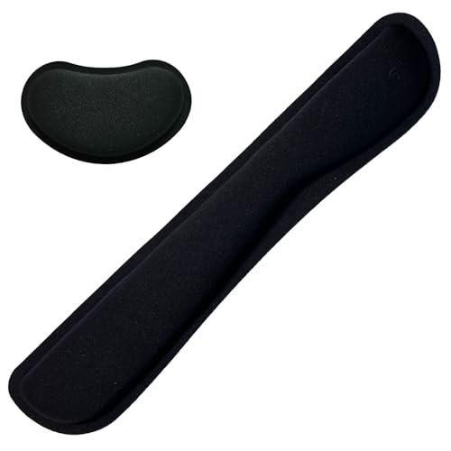 Keyboard Wrist Rest Mouse Wrist Support Set, Memory Foam Wrist Rest Pad for Computer Laptop Keyboard Mouse, Ergonomic Wrist Cushion Support for Typing Pain Relief, Gaming Home Office, Black - color: Black