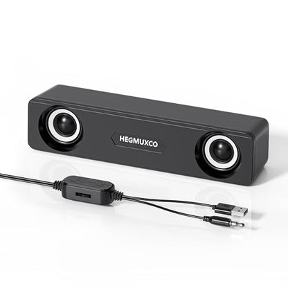 10W Wired Stereo Speaker Compact PC Speakers for Desktop -, USB Powered, 3.5mm Audio Input, Laptop Expertly Tuned Computer Soundbar