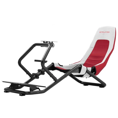 GTPLAYER Sim Racing Cockpit Foldable & Adjustable for High Performance Racing Simulator Cockpit, Compatible with All Racing Steering Wheels & Pedals on The Market, Supports PC & Console, Red - color: Red