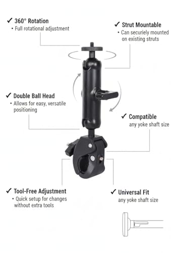 3-in-1 Aviation iPad Mount – Yoke Clamp, Suction Cup & Kneeboard Leg Strap – Airplane iPad Holder & Airplane Tablet Holder for EFB – Fits All iPad Models & Tablets 7"–12.9"