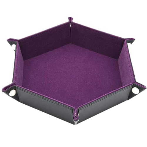 Kisangel 1 Piece Hexagon Jewelry Tray - Purple PU Game Tray for Board Game Tokens Entertainment Accessories - Trinket Dish for Rings, Necklaces, Earrings
