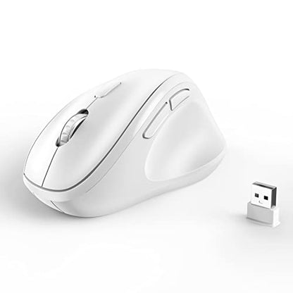 Ergonomic Wireless Mouse 2025 New Updated Smaller with USB-A Receiver for PC Computer, Laptop and Desktop, Ergo Mouse Vertical with Silent Clicks Long Battery Life, Up to 1600 DPI, White - color: White, size: USB Wireless