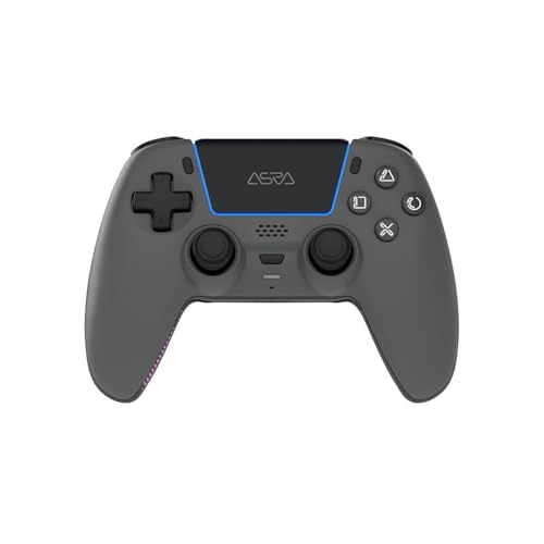 ASRVA Grey Wireless Gaming Controller Compatible with PlayStation 5, PC, Steam, Hall Effect Joystick & Triggers, 1000mAh, 6-Axis Gyro, Programmable Back Buttons - color: Grey