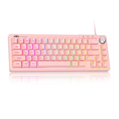 MageGee Mini 60% Gaming Keyboard, RGB Backlit Ultra-Compact Keyboard, TS68 Ergonomic Waterproof Mechanical Feeling Office Computer Keyboards for PC, MAC, PS4, Xbox ONE Gamer - color: Light pink