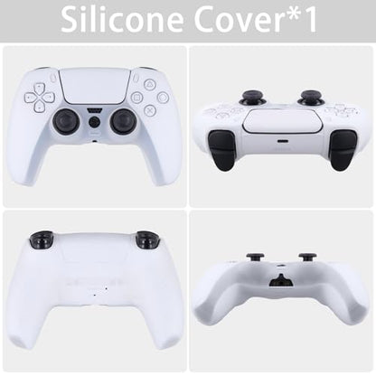 Baval Silicone Cover for Playstation 5 PS5 DualSense Wireless Controller | Scratch-resistant, Easy install, Silicone Construction, Portable Carrying Silicone Cover, Clear White Silicone Cover - color: White Silicone Cover