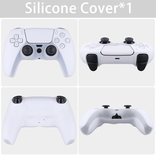 Baval Silicone Cover for Playstation 5 PS5 DualSense Wireless Controller | Scratch-resistant, Easy install, Silicone Construction, Portable Carrying Silicone Cover, Clear White Silicone Cover - color: White Silicone Cover